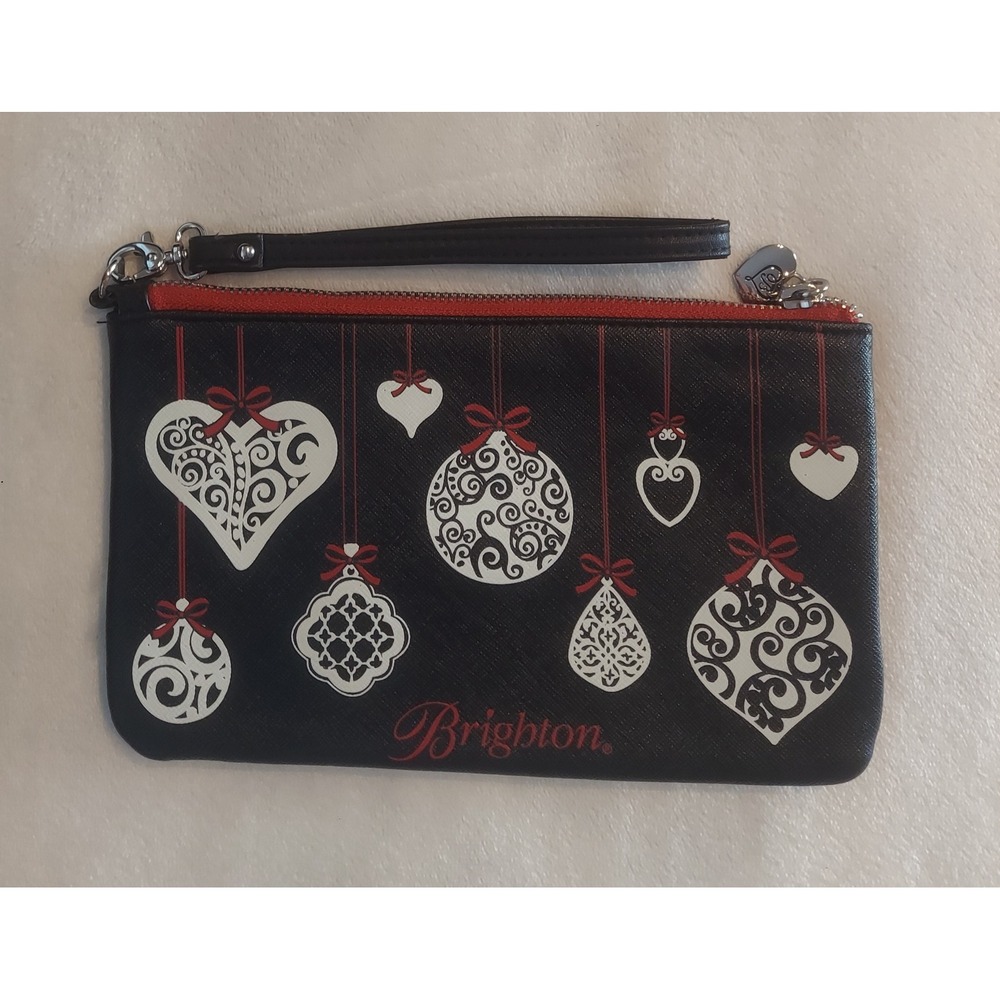 Brighton Womens "Love Notes" Christmas Ornaments Wristlet Pouch Size NWOT